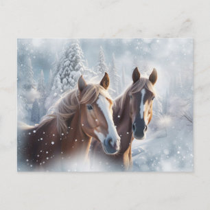 Jul Säsonhälsningars Horses Snö Helg Vykort
