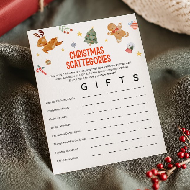 Jul Scattegories Spel Julkort (Christmas Party Games )