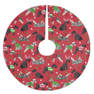 Jul Schnauzer Brushed Polyester Träd Skirt Julgransmatta Borstad Polyester