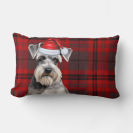 Jul Schnauzer Holiday Plaid för hundälskare Lumbarkudde