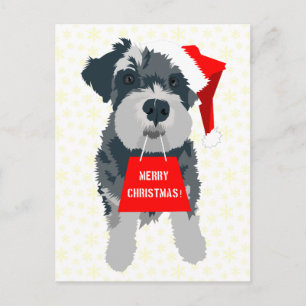 Jul Schnauzer-Hund med jultomtevykort Helg Vykort