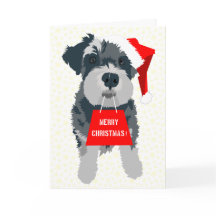 Jul Schnauzer Hund Santa Hat Greeting Card