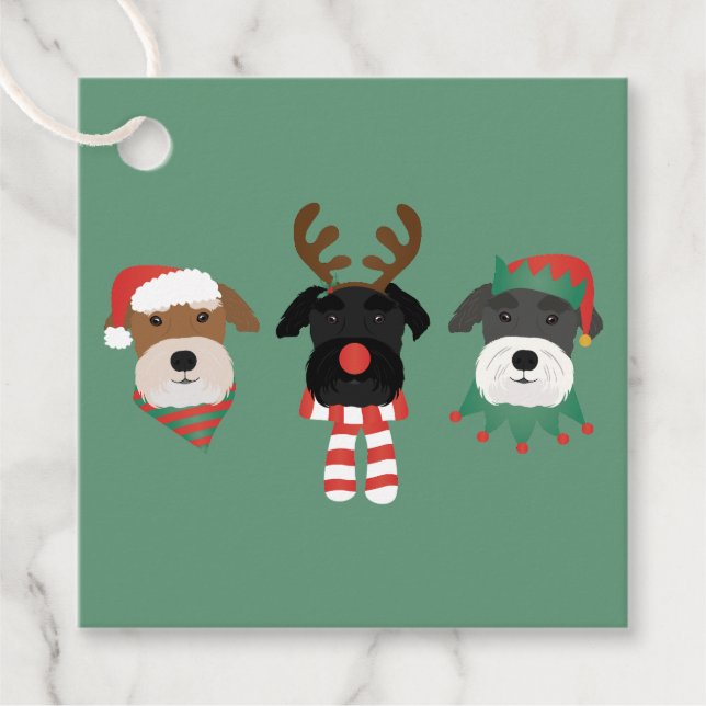 Jul Schnauzer Hundar Gåvor Etiketter (Framsida)