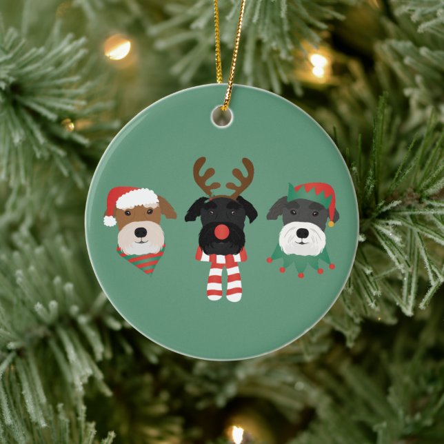 Jul Schnauzer Hundar Julgransprydnad Keramik (Träd)