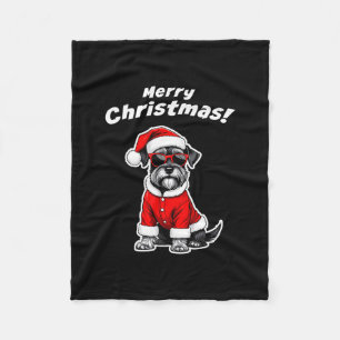 Jul Schnauzer Rolig Tomte Hund Söt Högtid D Fleecefilt