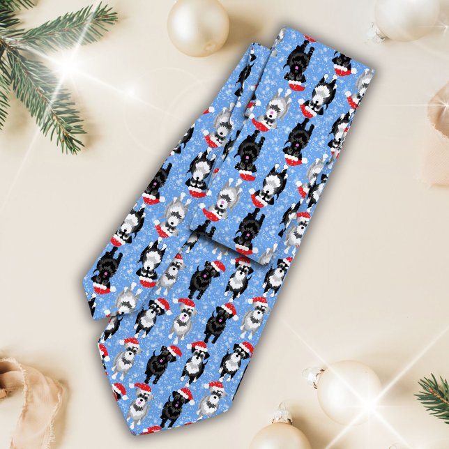 Jul Schnauzers i Santa Hats Anpassningsbar Färg Slips (Skapare uppladdad)