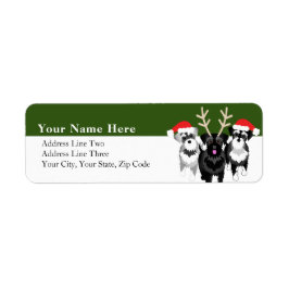 Jul Schnauzers i Santa Hats Returadress Etikett