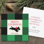 Jul Scottie Hund Buffalo Play Grönt Flat Anteckningskort<br><div class="desc">Vintage stil-julkort med en festlig hund och en traditionell Buffalo Play-check mönster i grönt och svart. Texten på framsidan och baksidan kan anpassas.</div>