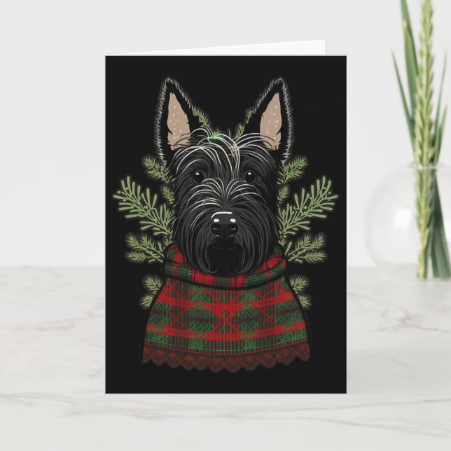 Jul Scottie Tomte På Jul Skotsk Terrier  Kort (Framsida)