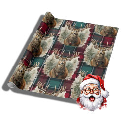 Jul Scottish Tartan denim Blue Reindeer Presentpapper