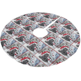 Jul Scottish Terrier med Santa Hat Julgransmatta Borstad Polyester