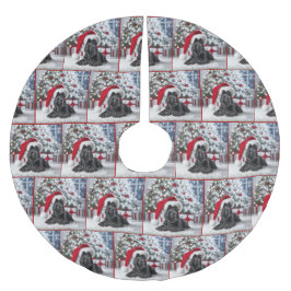 Jul Scottish Terrier med Santa Hat Julgransmatta Borstad Polyester