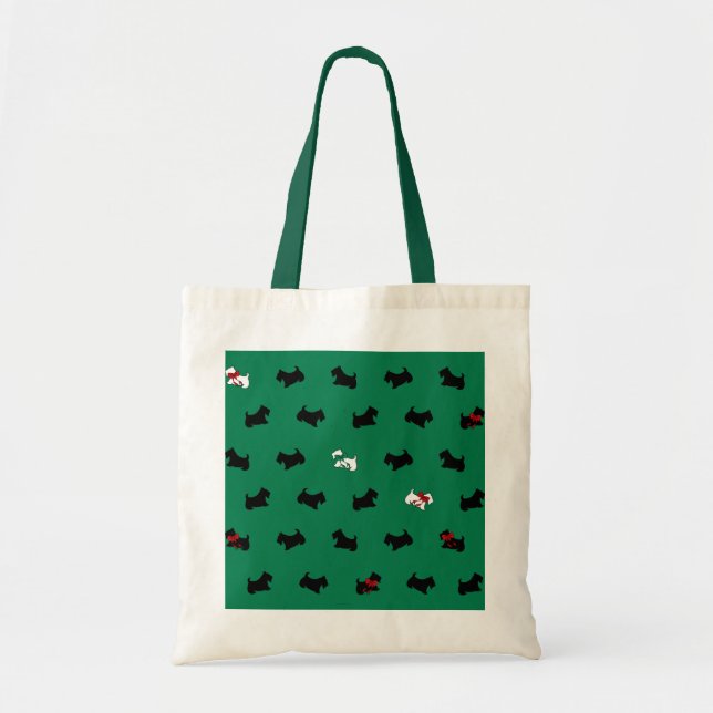 Jul Scottish Terriers Shoppingväska Tygkasse (Framsidan)