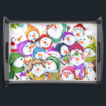 Jul-serverfack i Snögubbe Party Frukostbricka<br><div class="desc">Service Trays with Lycklig Snowmans God jul Party Funny Teckning Tecknad Firande - Välj / lägg till din unika text / teckensnitt / Färg - Gör din Snögubbearna serverfack - Ändra storlek och flytta eller ta bort Speciell / bild med anpassning inslag! - Teckning och MJÖLKS utformning. Du kan också...</div>