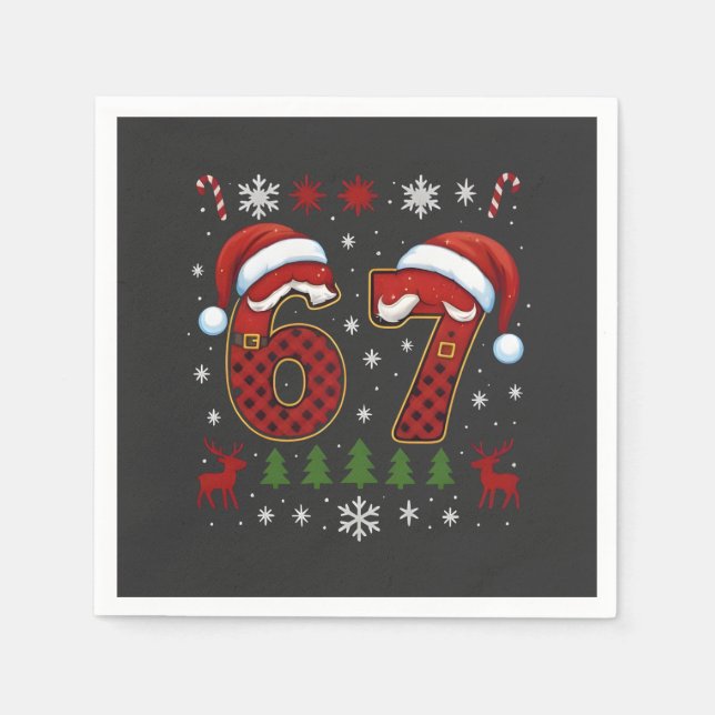 Jul Sex Sju 67 Tomte Xmas Gen Alpha Pappersservett (Framsidan)