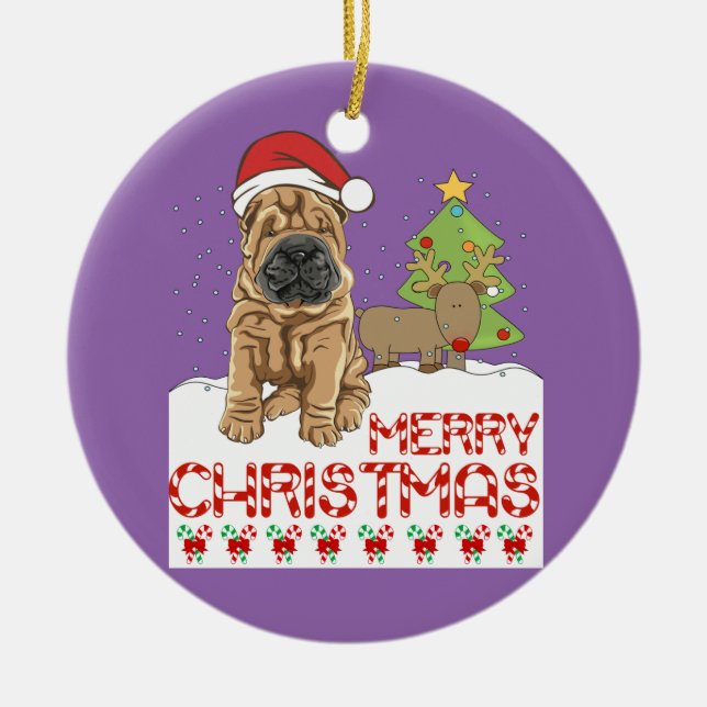 Jul Shar Pei Julgransprydnad Keramik (Framsidan)