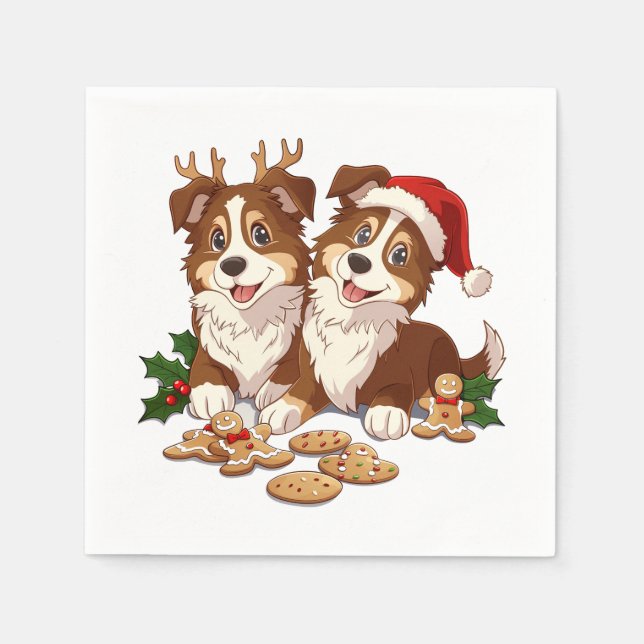 Jul Shetlands Sheepdogs Pappersservett (Framsidan)