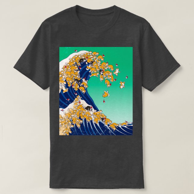 Jul Shiba Inu i Underbar Wave  T Shirt (Design framsida)
