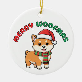 Jul Shiba Inu Ornament: Merry Woofmas Julgransprydnad Keramik