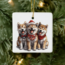 jul Shiba Inu Santa Hundar Julgransprydnad Keramik