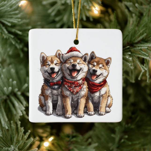 jul Shiba Inu Santa Hundar Julgransprydnad Keramik (Träd)