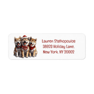 jul Shiba Inu Santa Hundar Returadress Etikett