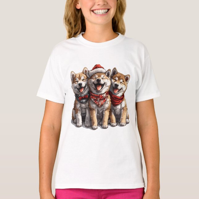 jul Shiba Inu Santa Hundar T Shirt (Framsida)