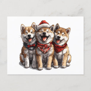 jul Shiba Inu Santa Hundar Vykort