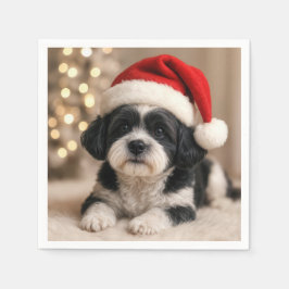 Jul-Shih Tzu-hund med tomtehatt Pappersservett