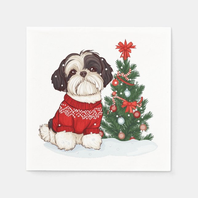 Jul Shih Tzu Hund Pappersservett (Framsidan)