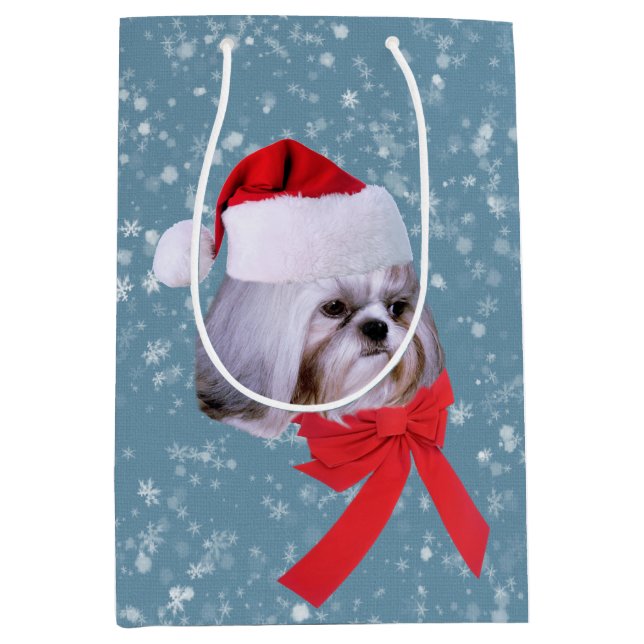 Jul Shih Tzu hund, Santa hatt (Framsidan)