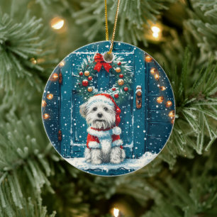 Jul Shih Tzu Hundar Julgransprydnad Keramik