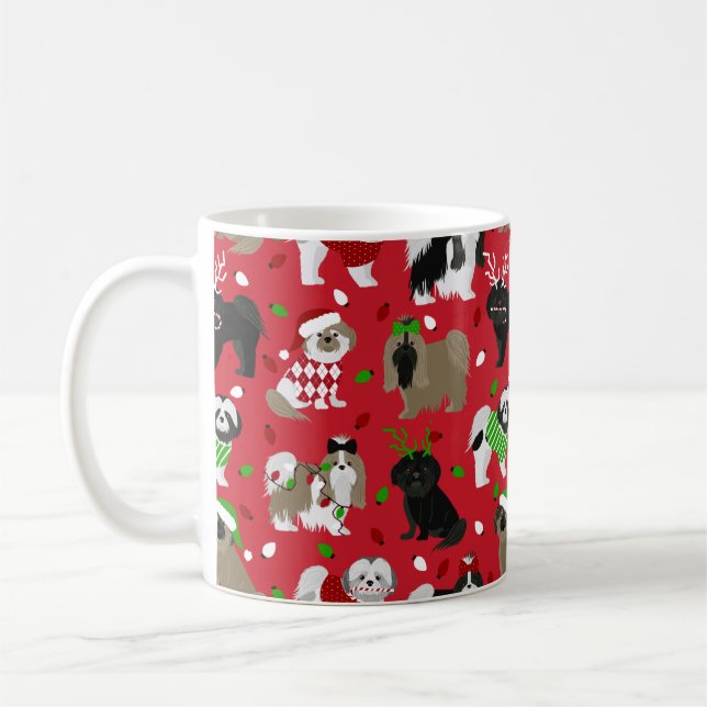 Jul Shih Tzu Hundar Kaffemugg (Vänster)
