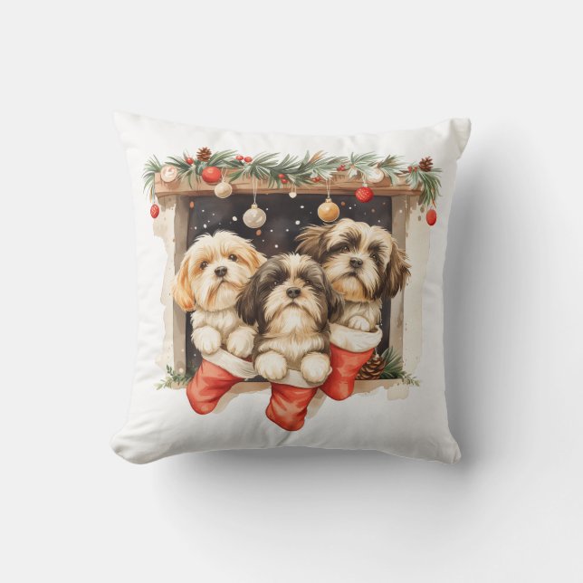 Jul Shih Tzu Hundar Kudde (Framsida)