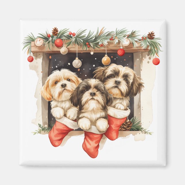 Jul Shih Tzu Hundar Magnet (Framsidan)