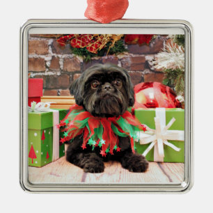 Jul - Shih Tzu - lilja Julgransprydnad Metall