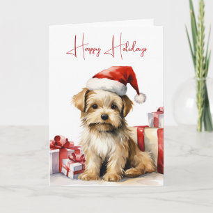 Jul Shih-Tzu med Helgdag-gåvor Kort