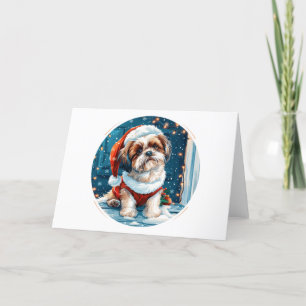 Jul Shih Tzu Santa Hund Helgkort