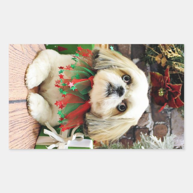 Jul - Shih Tzu - Sophie Rektangulärt Klistermärke (Framsida)