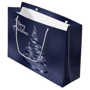 Jul Shiny Blue Ribbon Träd Gnistra