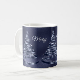 Jul Shiny Blue Ribbon Träd Gnistra Kaffemugg