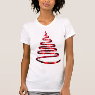 Jul Shiny Red Ribbon Träd Gnistra T Shirt