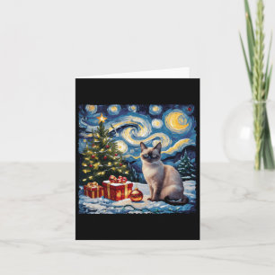 Jul Siamese Cat Art Van Gogh the Starry Nigh Kort