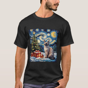 Jul Siamese Cat Art Van Gogh the Starry Nigh T Shirt