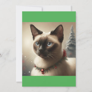 Jul Siamese Cat, Santa Cat T-Shirt Julkort