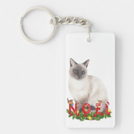 jul Siamese Cat Watercolor Nyckelring