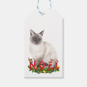 jul Siamese Cat Watercolor  Presentetikett