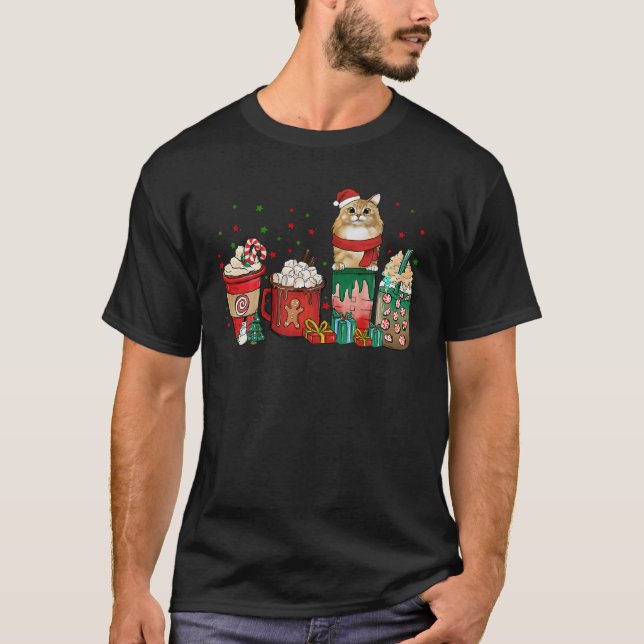 Jul Siberian Cat Festive Kaffe koppar Santa C T Shirt (Framsida)
