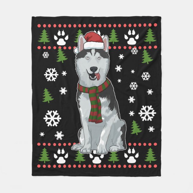 Jul Siberian husky Gift Women Hund Husky Fleecefilt (Framsidan)