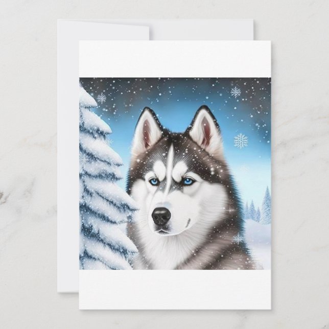 Jul Siberian husky / Sled Hund T-Shirt Julkort (Framsida)
